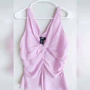 Ruffled light pink gather shiffon blouse.